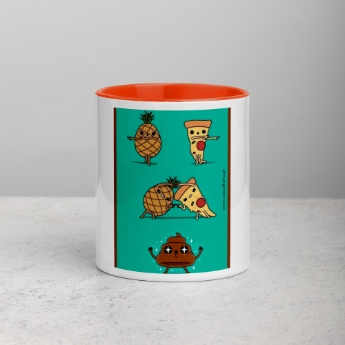 Caneca com Cor Interna - Pizza com Ananás