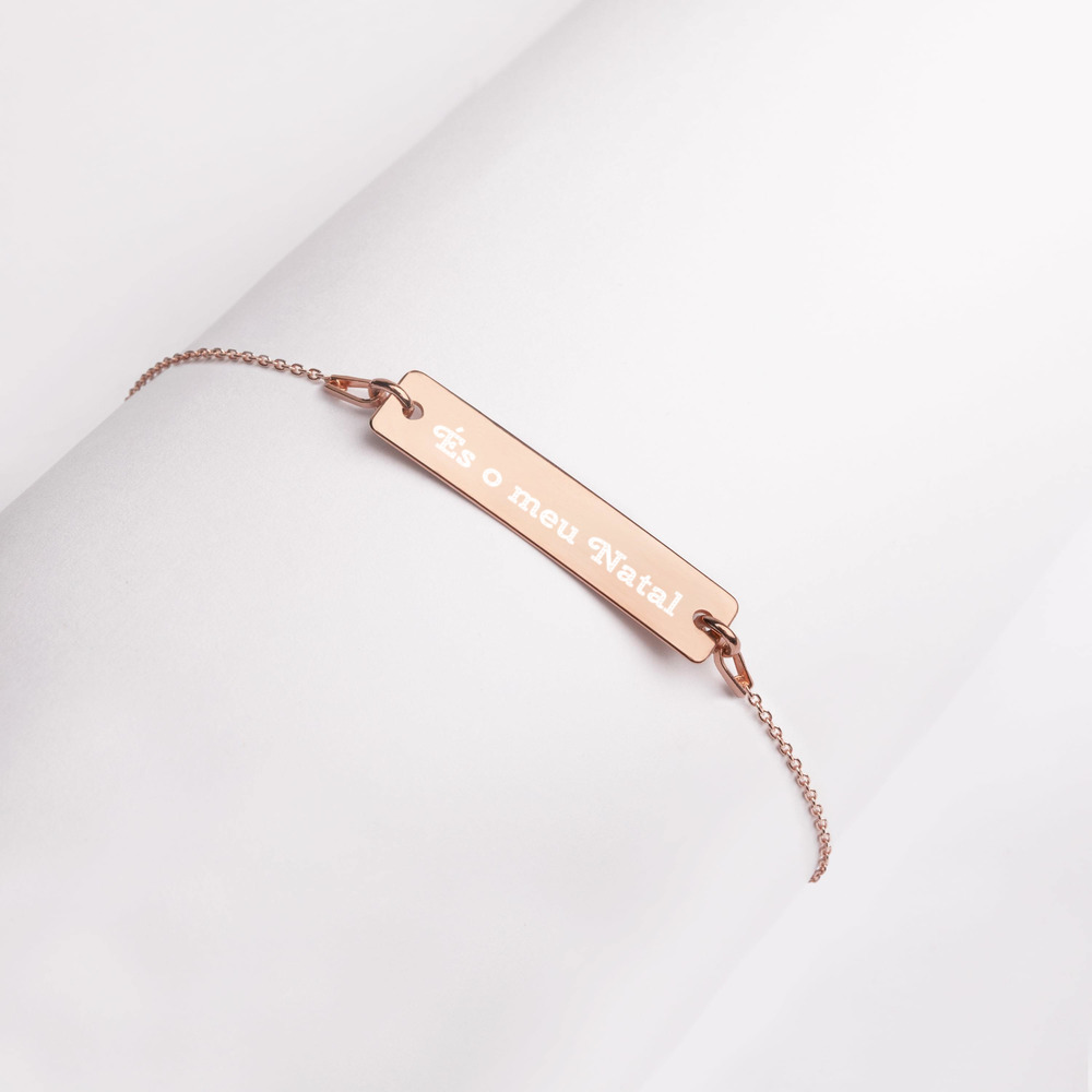 Pulseira de Corrente com Placa de Prata Gravada com Texto Personalizado - És o meu Natal - Image 6