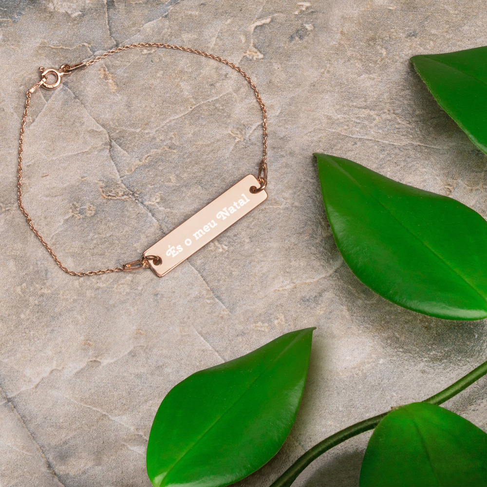 Pulseira de Corrente com Placa de Prata Gravada com Texto Personalizado - És o meu Natal - Image 7