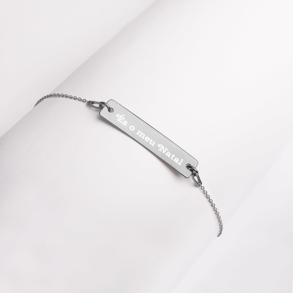 Pulseira de Corrente com Placa de Prata Gravada com Texto Personalizado - És o meu Natal - Image 3