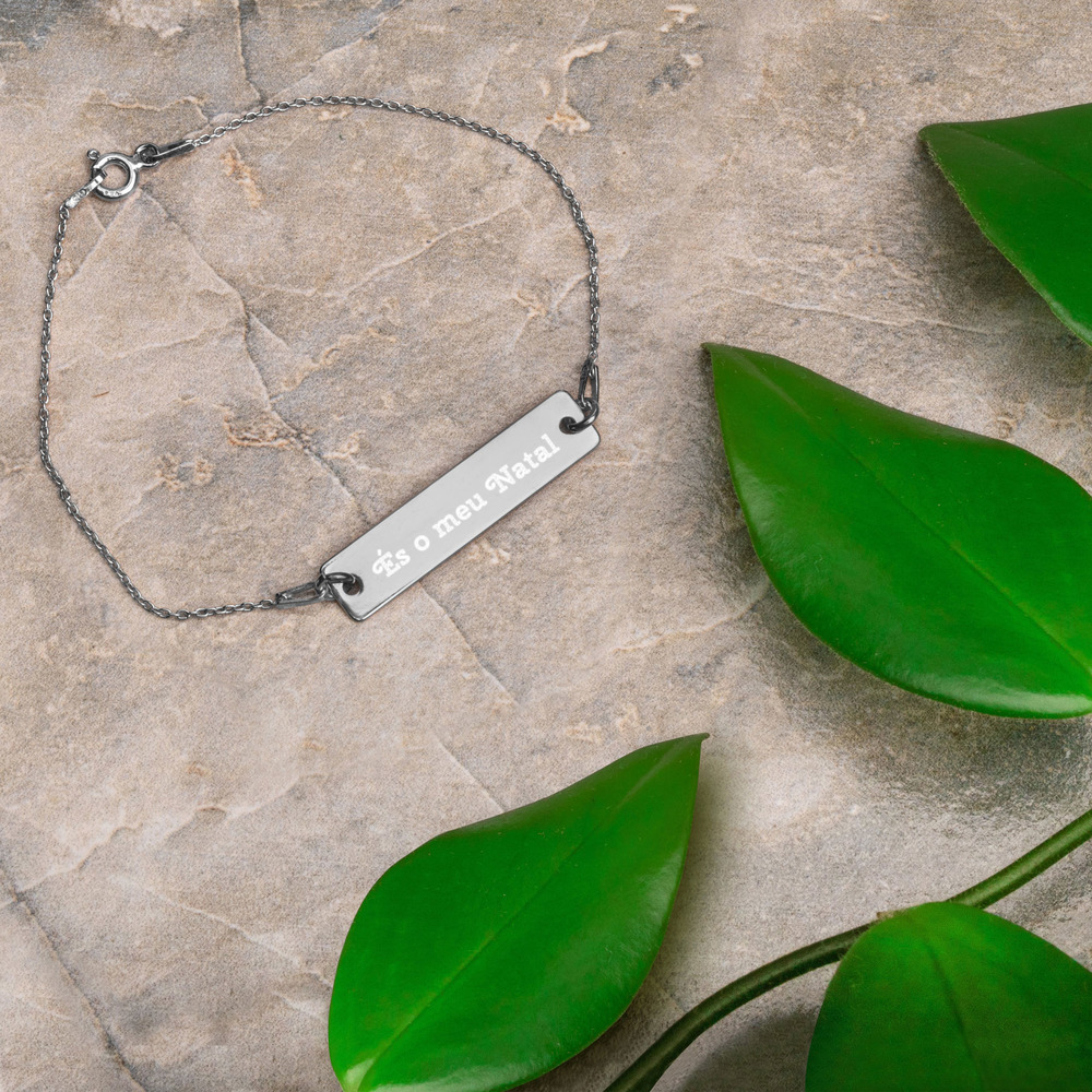 Pulseira de Corrente com Placa de Prata Gravada com Texto Personalizado - És o meu Natal - Image 4