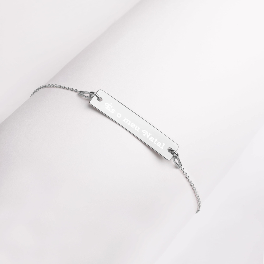 Pulseira de Corrente com Placa de Prata Gravada com Texto Personalizado - És o meu Natal - Image 11