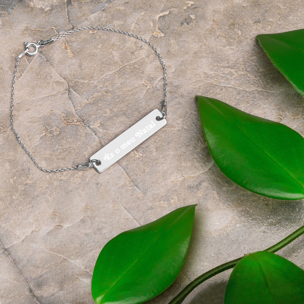 Pulseira de Corrente com Placa de Prata Gravada com Texto Personalizado - És o meu Natal - Image 12