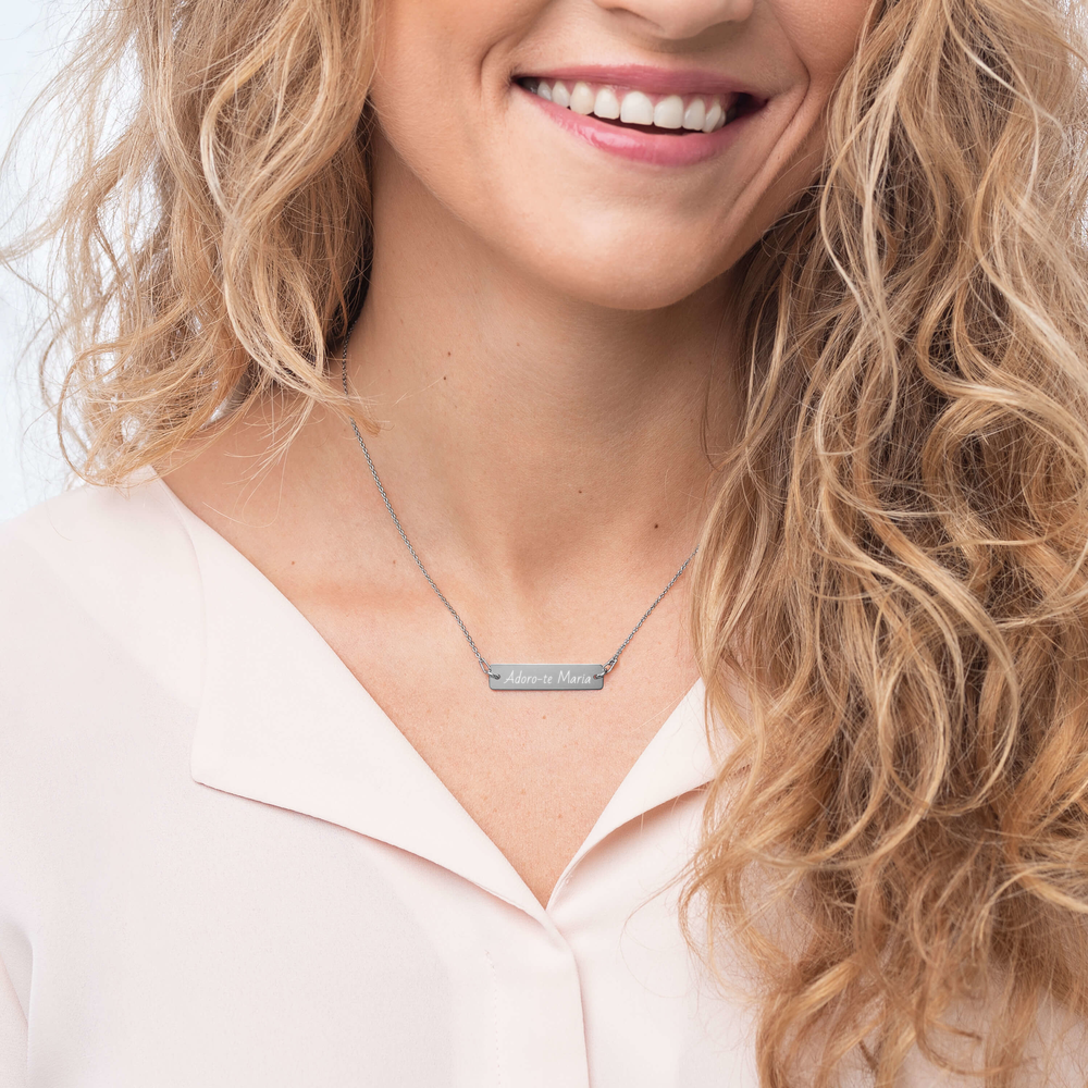 Corrente de Prata com Placa Personalizada - Adoro-te - Image 3