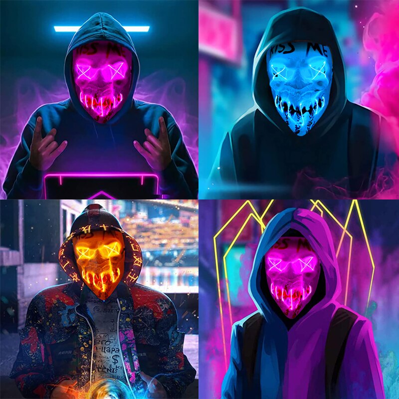 Escolhe a tua máscara - Máscaras de néon de halloween, máscara led luz brilho no escuro - Image 6