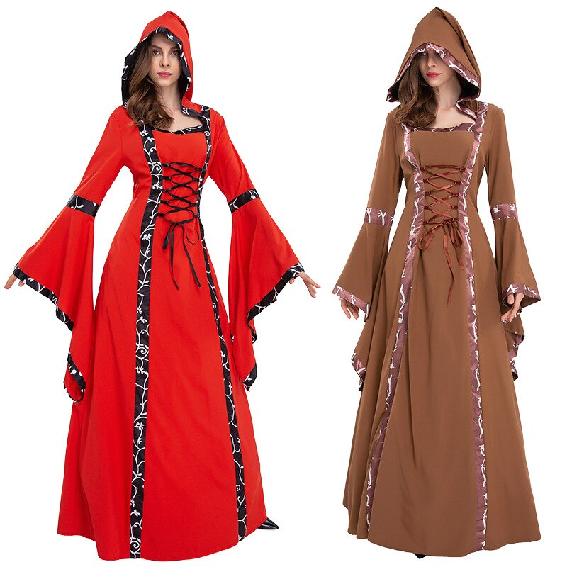 Vestido Medieval a com capuz - robe cosplay traje