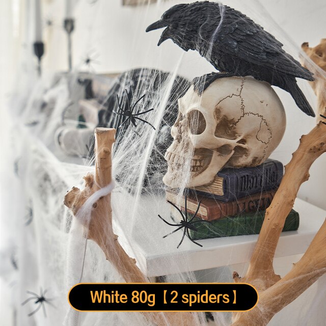 Teia de aranha artificial halloween - decoração, adereços, branco, elástico , - Image 12