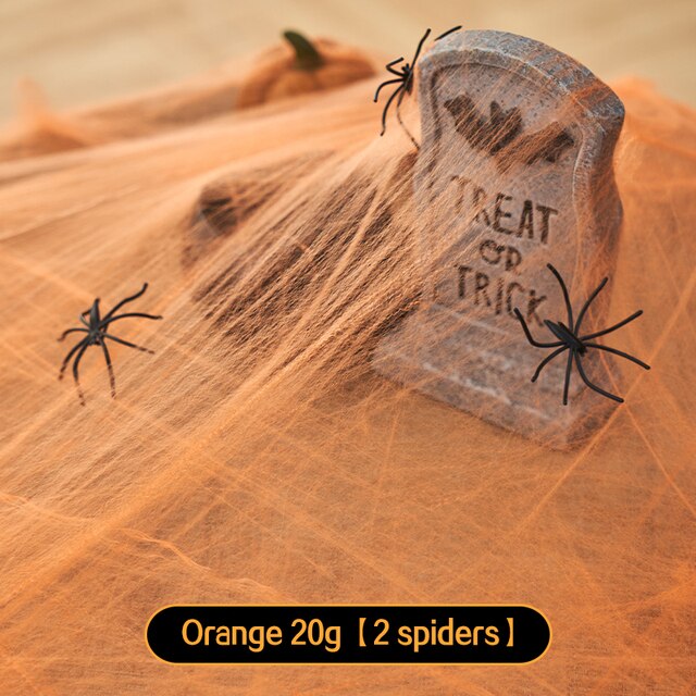 Teia de aranha artificial halloween - decoração, adereços, branco, elástico , - Image 11
