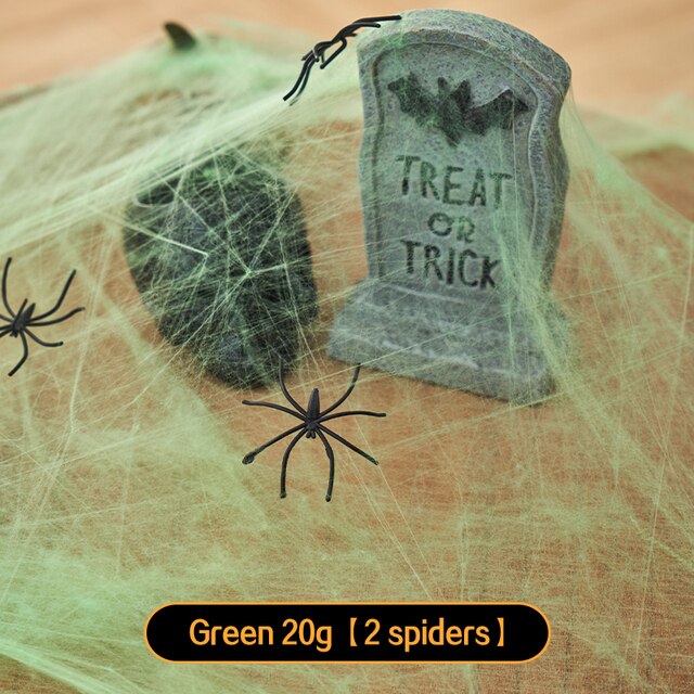Teia de aranha artificial halloween - decoração, adereços, branco, elástico , - Image 9