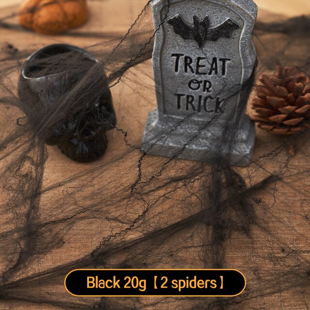 Teia de aranha artificial halloween - decoração, adereços, branco, elástico , - Image 7